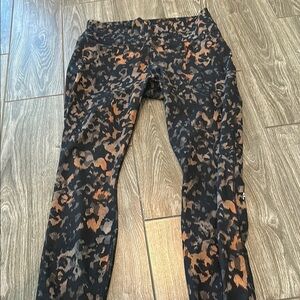 Fabletics Black and Brown Abstract Patterned Leggings L